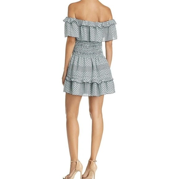 Parker Hali On or Off-Shoulder Smocked Fit
& Flare Dress in Multi Sz. Medium - Picture 3 of 10